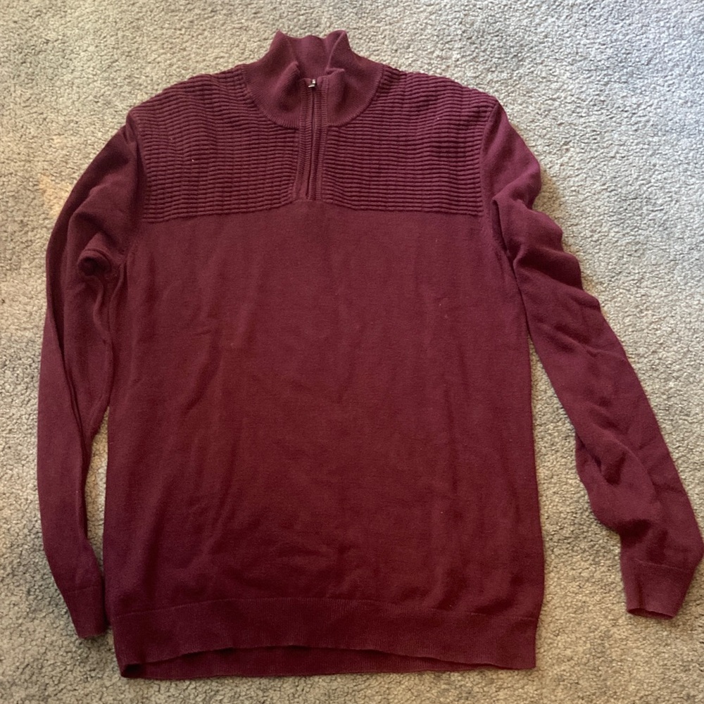 Men's Burgundy Alfani Quarter Zip Sweater